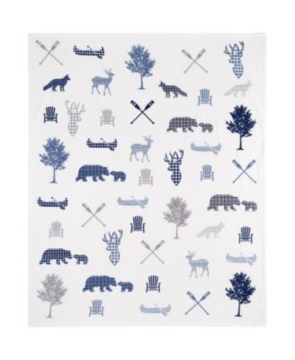 Safdie & Co Inc Knitted Throw Ribbed Flannel Print Wildlife - Macy's