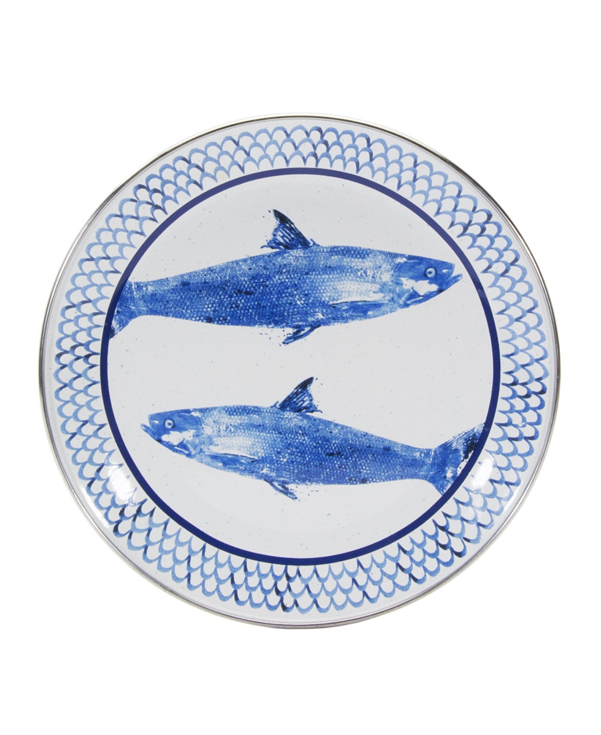 Fish Camp Enamelware Sandwich Plates, Set of 4 - Blue