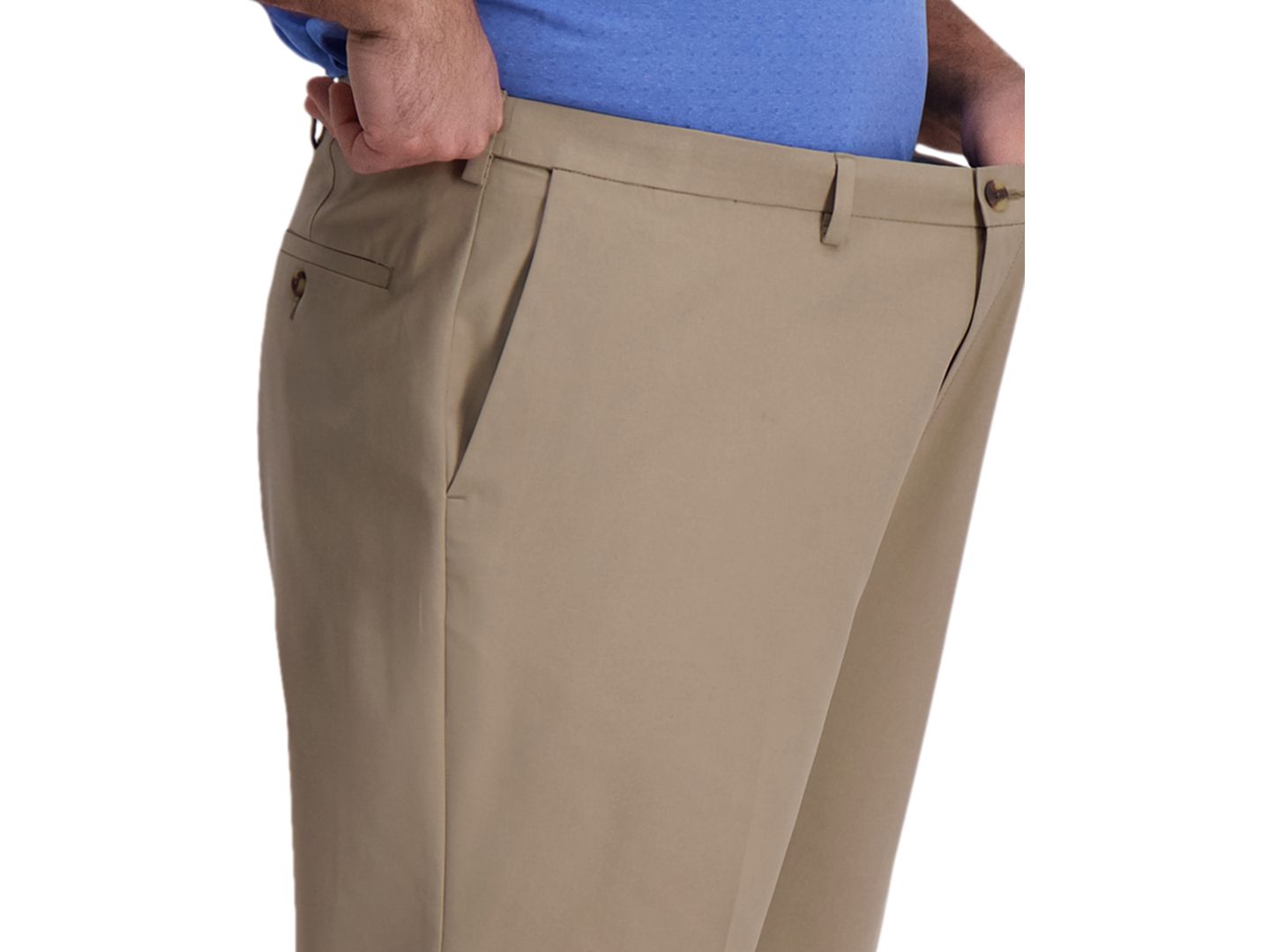 Мужские брюки Haggar Big & Tall Cool Right Performance Flex Classic Fit Flat Front Pant, цвет: Бежевый меланжевый — фото 4