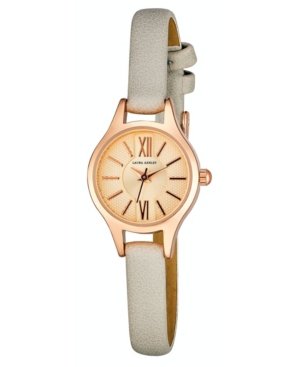 image of Laura Ashley Women-s Petite Case Gray Polyurethane Strap Watch 23mm