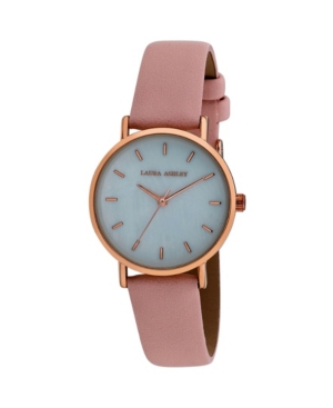 image of Laura Ashley Women-s Slim Clean Pink Polyurethane Strap Watch 34mm