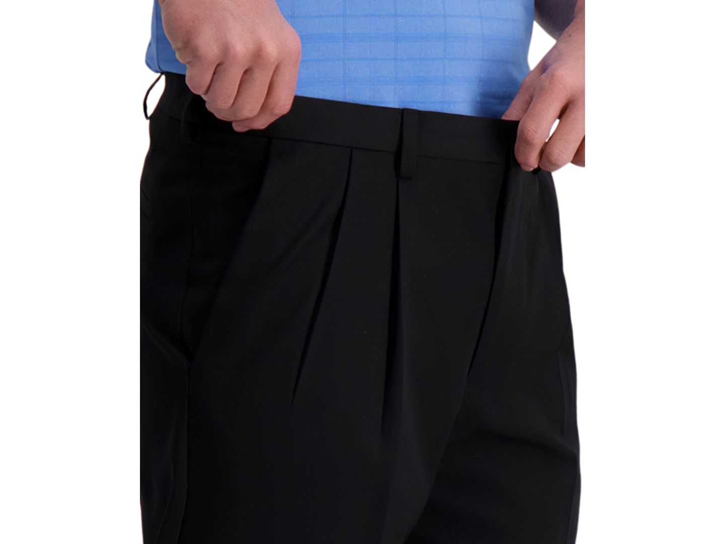 Мужские брюки Haggar Cool Right Performance Flex Classic Fit Pleat Front Pant, цвет: Чёрный — фото 4