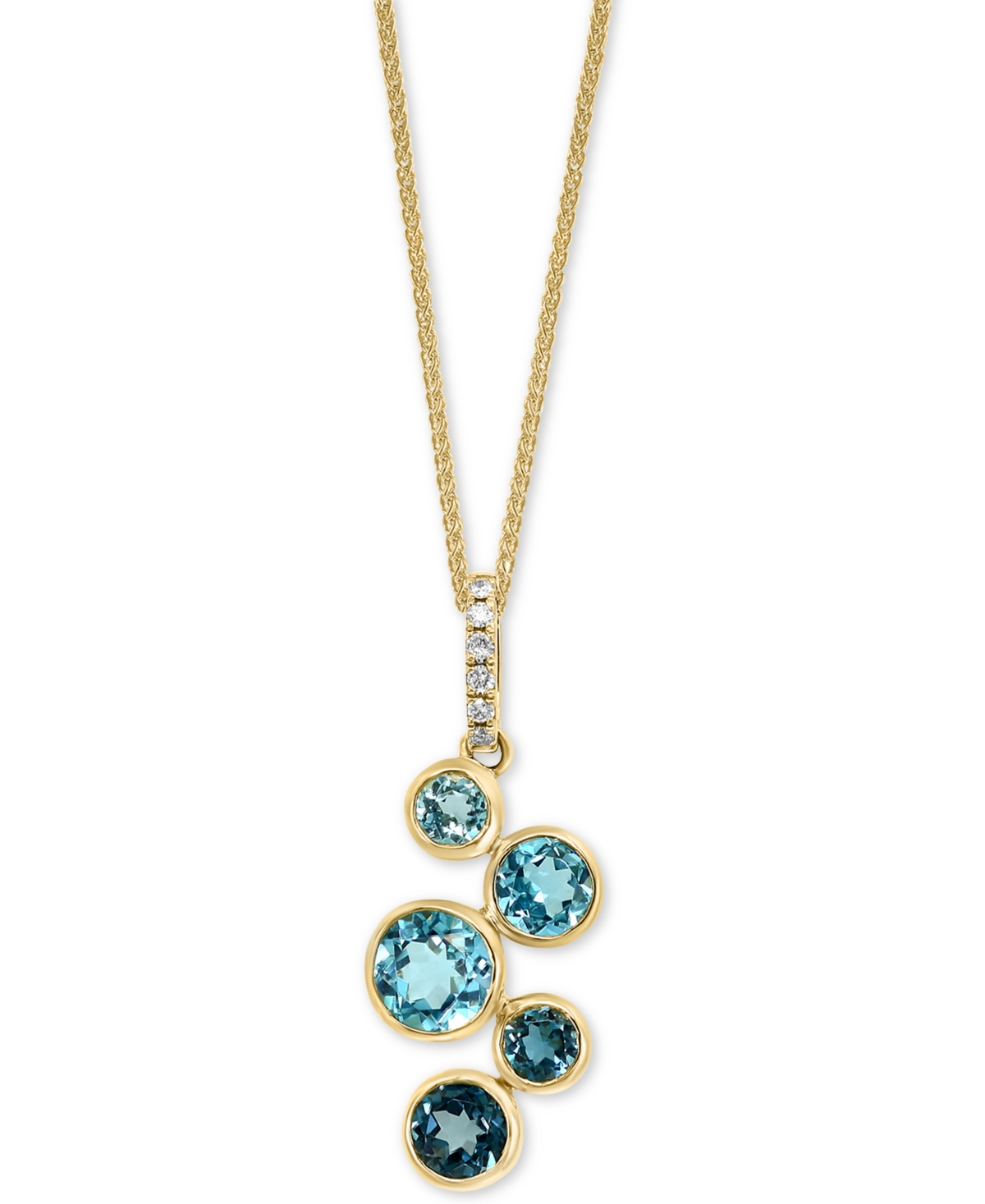 London Blue Topaz (1-3/8 ct. t.w.) & Diamond (1/20 ct. t.w.) 18" Pendant Necklace in 14k Gold - London Blue Topaz