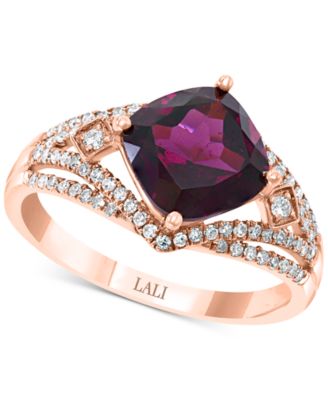 LALI Jewels - Rhodolite (2-7/8 ct. t.w.) & Diamond (1/3 ct. t.w.) Ring in 14k Rose Gold