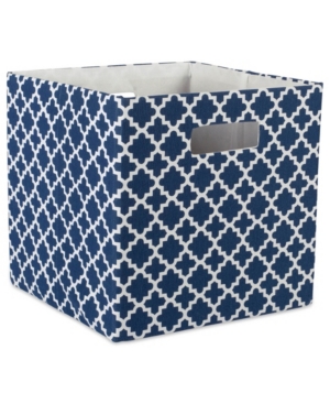 Design Imports Lattice Square Print Polyester Storage Bin In Blue
