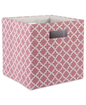 Design Imports Lattice Square Print Polyester Storage Bin In Pink