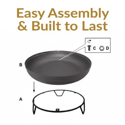 Outdoor Camping or Backyard Steel with Heat-Resistant Finish Fire Pit Bowl on Stand - 23" - Black