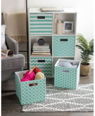 Lattice Square Print Polyester Storage Bin