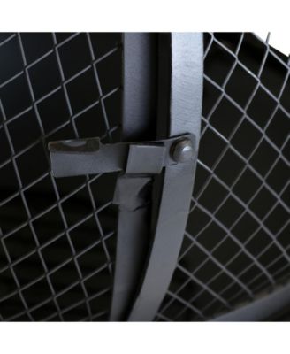 Outdoor Backyard Patio Steel Wood-Burning Fire Pit Chiminea with Rain Cap and Mesh Sides - 66" - Black