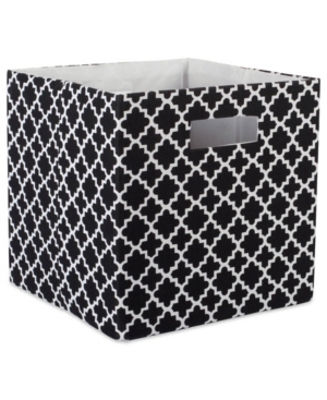 Design Imports Lattice Square Print Polyester Storage Bin In Black