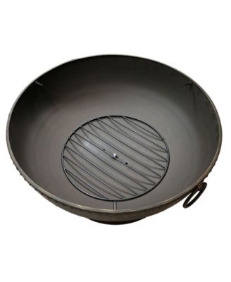 Outdoor Camping or Backyard Large Fire Pit Bowl with Spark Screen, Log Poker, and Metal Wood Grate - 30" - Bronze