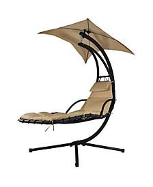 Floating Chaise Lounger Swing Chair with Canopy Umbrella