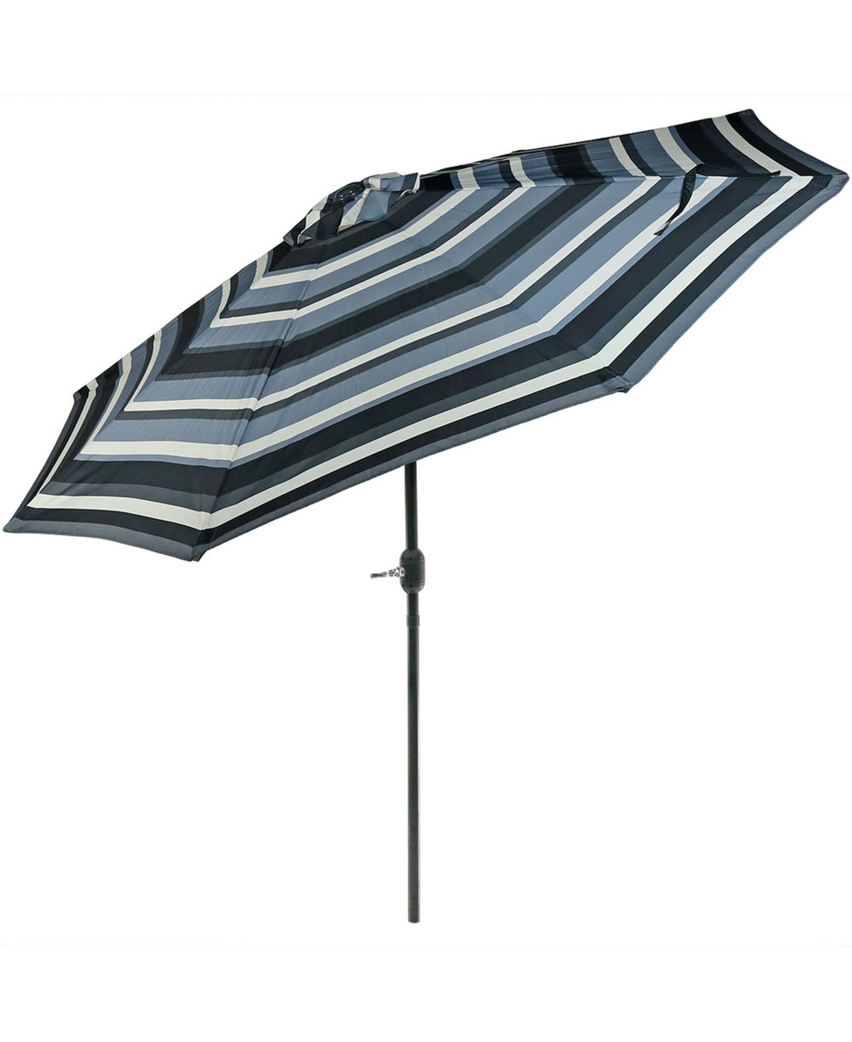 9ft Striped Outdoor Umbrella for Patio, Pool or Yard - Polyester Table Market Umbrella with Tilt and Crank - Catalina Beach Stripe - Navy blue stripe