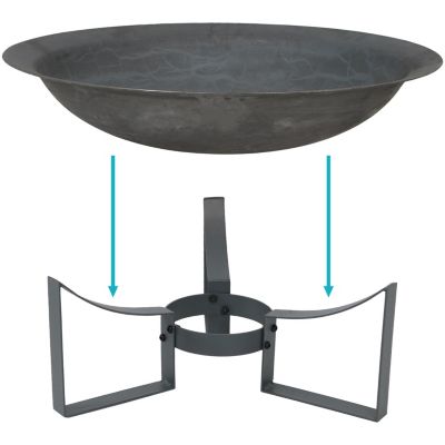 Outdoor Camping or Backyard Cast Iron with Heat Resistant Finish Modern Round Fire Pit Bowl with Stand - 23" - Bronze