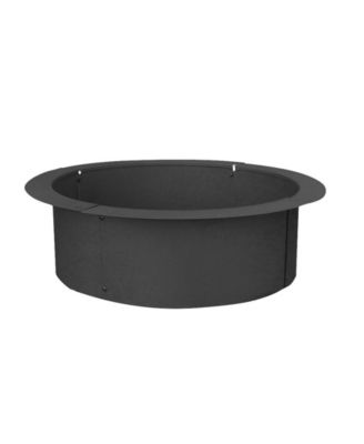 Outdoor Heavy-Duty Steel Portable Above Ground or In-Ground Round Fire Pit Liner Ring - Black