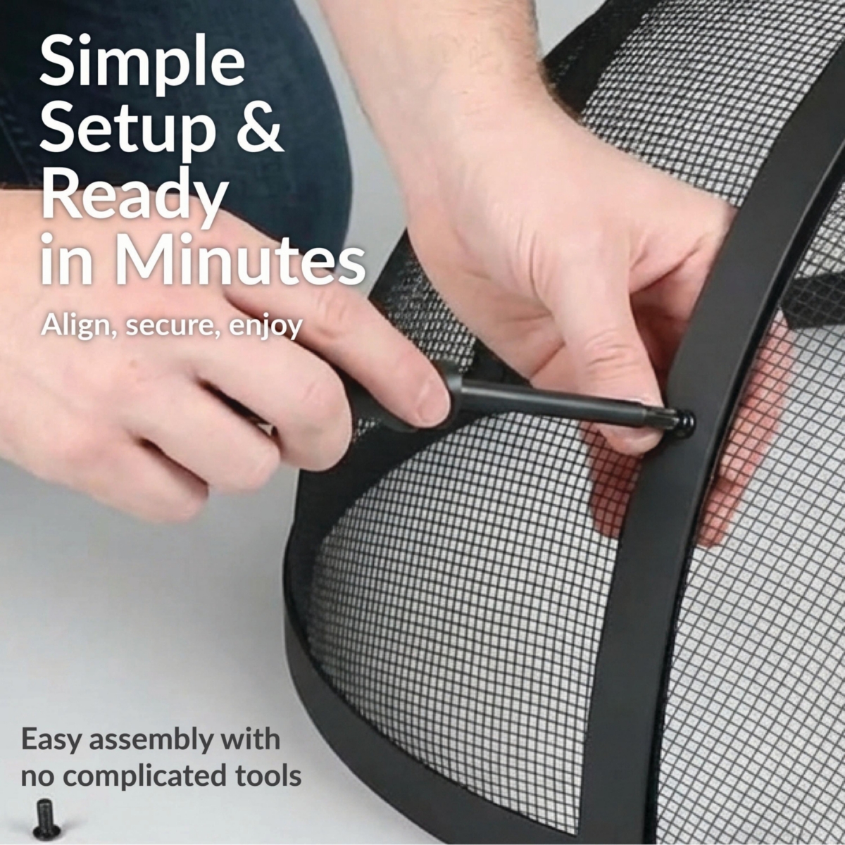 Fire Pit Screen - Round Fire Pit Spark Screen - Heavy-Duty Steel Mesh Metal Cover with Handle - Fire Pit Screen Cover with Door