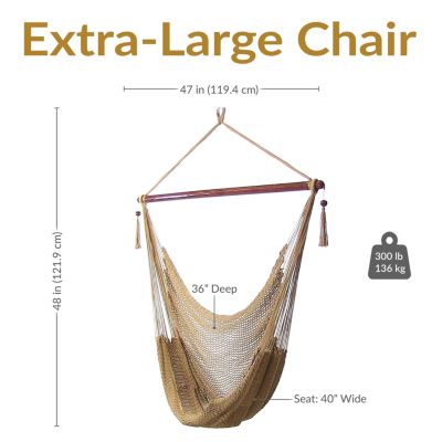 Caribbean Style Extra Large Hanging Rope Hammock Chair Swing for Backyard and Patio