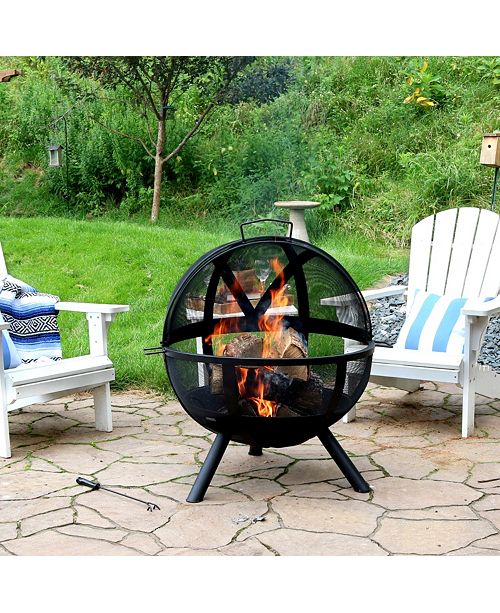 Sunnydaze Decor Sphere Flaming Ball Fire Pit With Protective Cover