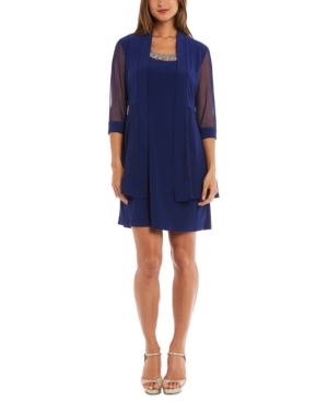 R & M Richards Embellished Dress and Illusion Duster Jacket