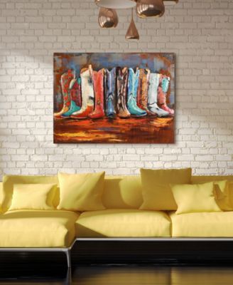 Empire Art Cowboy’s Boots Mixed Media Iron Hand Painted Dimensional Wall Art, 30" x 40" x 2.4"