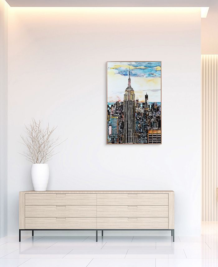Empire Art Direct Empire State Building Colorful Drawing on Reverse ...