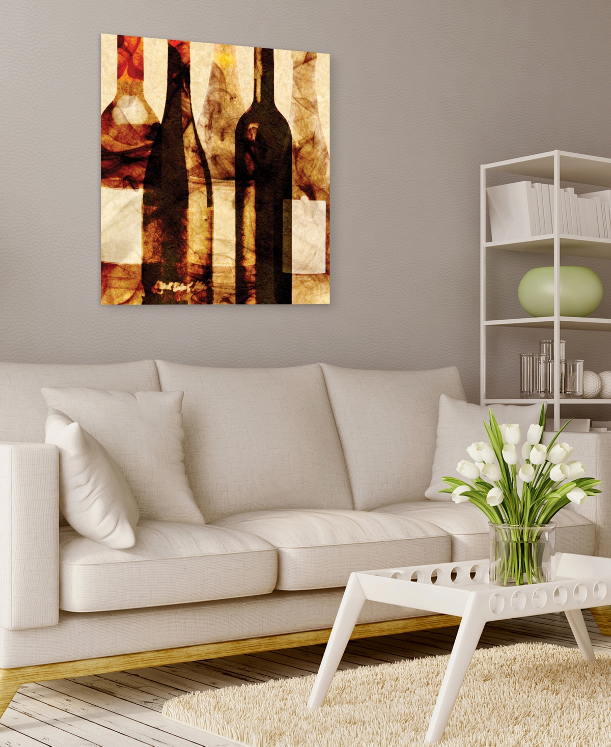 Empire Art Direct Smokey Wine 3Frameless Free Floating Tempered Art Glass Wine Bottle Wall Art by Ead Art Coop, 0.2