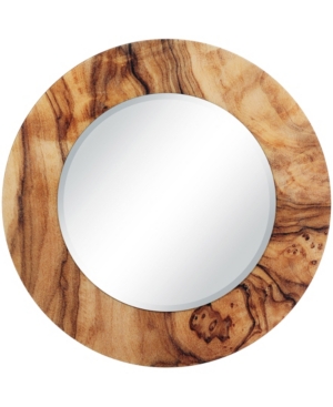 Empire Art Direct Forest Round Beveled Wall Mirror On Free Floating Reverse Printed Tempered Art Glass, 36" X 36" X 0. In Beige