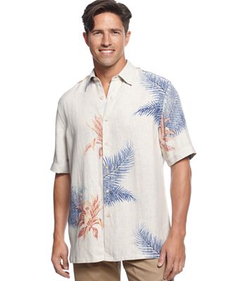 Tasso Elba Island Shirt, Short-Sleeve Thomas Fern Silk/Linen-Blend ...