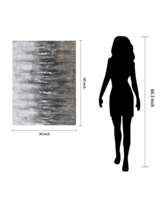 Gray Frequency Textured Metallic Hand Painted Wall Art by Martin Edwards, 30" x 40" x 1.5"