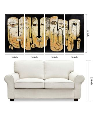 Totem poles Mixed Media Iron Hand Painted Dimensional Wall Art, 32" x 16" x 1.6"