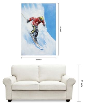 Skiing Mixed Media Iron Hand Painted Dimensional Wall Art, 48" x 32" x 2.6"