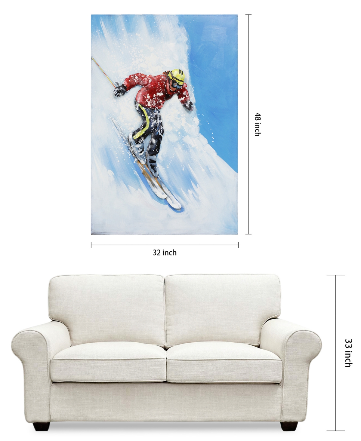 Empire Art Direct Skiing Mixed Media Iron Hand Painted Dimensional Wall Art, 2.6