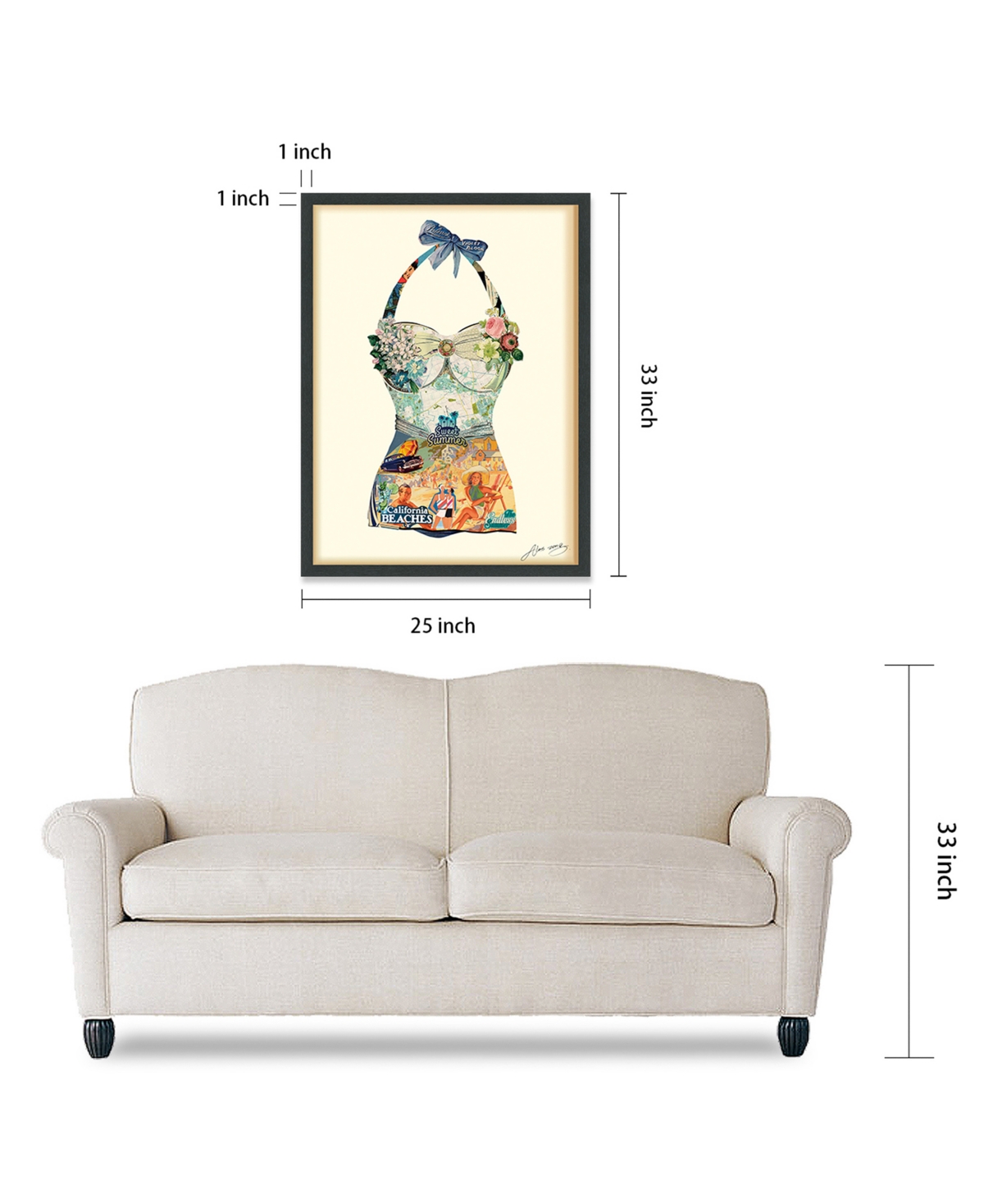 Empire Art Direct California Monte Carlo Beach Dimensional Collage Framed Graphic Art Under Glass Wall Art, 1.4