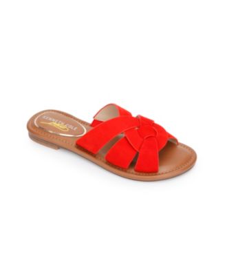 KENNETH COLE Womens Red Strappy Swirl Detail Gore Cushioned Mello Swirl Open Toe Block Heel Slip On Leather Sandals Shoes M main image 1