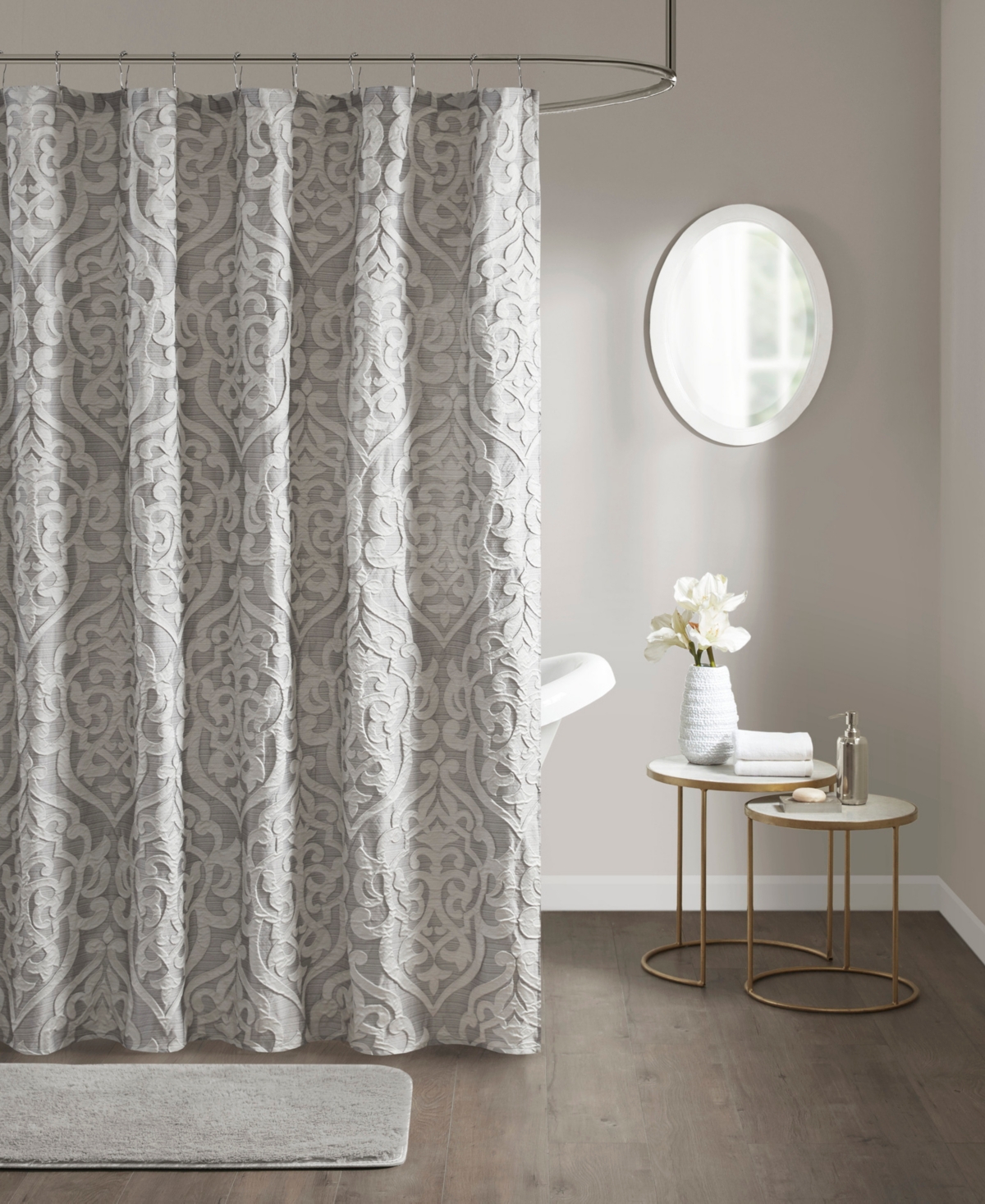 Ink+ivy Odette Jacquard Shower Curtain, 72" X 72" In Tan