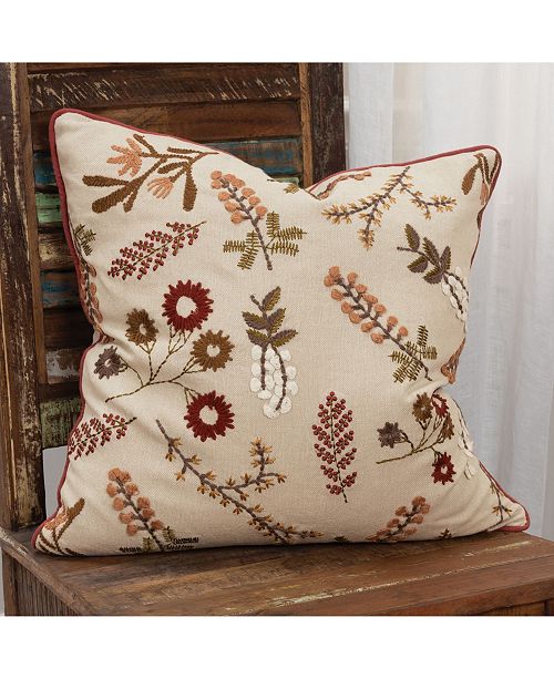 Rizzy Home Floral Decorative Pillow Cover, 20" x 20