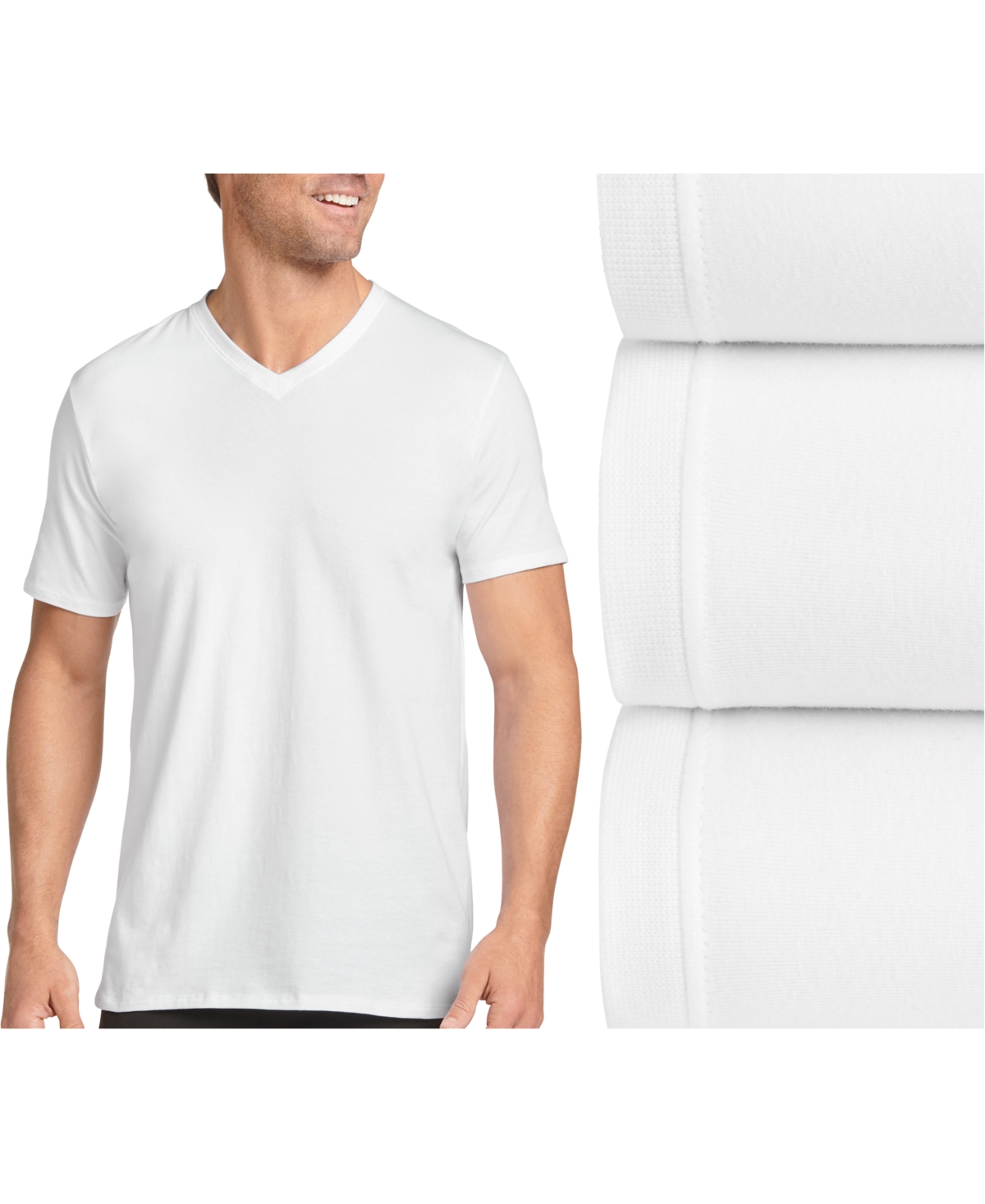 Men's 3-Pk. V-Neck T-Shirts - White