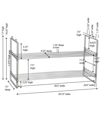 Stackable Two-Tier Metal Shoe Rack for Closet Storage, Silver