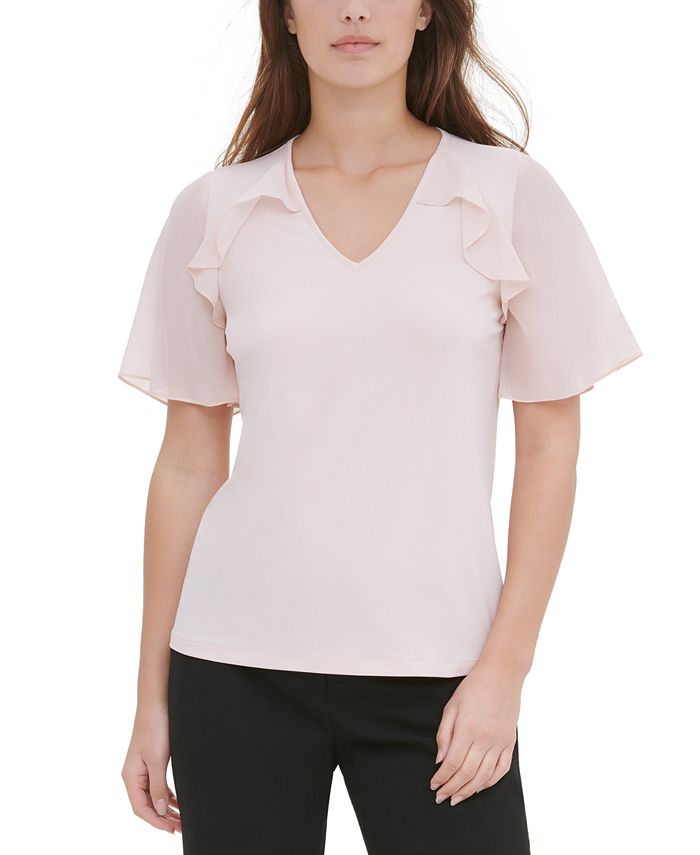 calvin klein ruffle sleeve