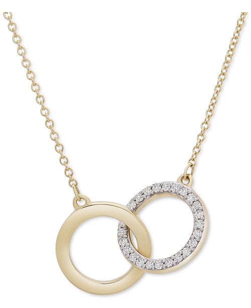 Wrapped Diamond Double Circle Pendant Necklace (1/6 ct. t.w.) in in 10k