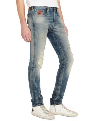 Jeans Buffalo David Bitton Max-X Dirty Vintage - Homme, Coupe Super Slim, Indigo Délavé, Neuf Avec étiquettes
