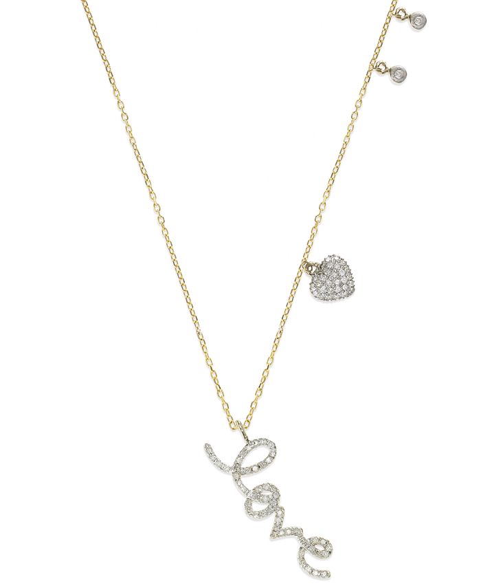 Macy's Diamond Love Drop Necklace in (1/4 ct. t.w.) & Reviews ...