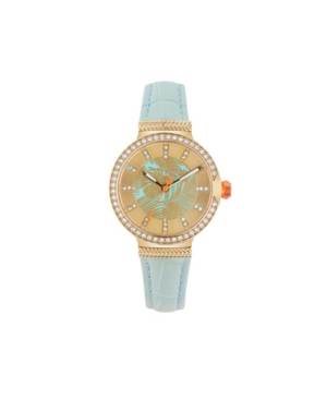 image of Tommy Bahama Women-s Woven Fronds Crystal Blue Leather Strap Watch, 32mm