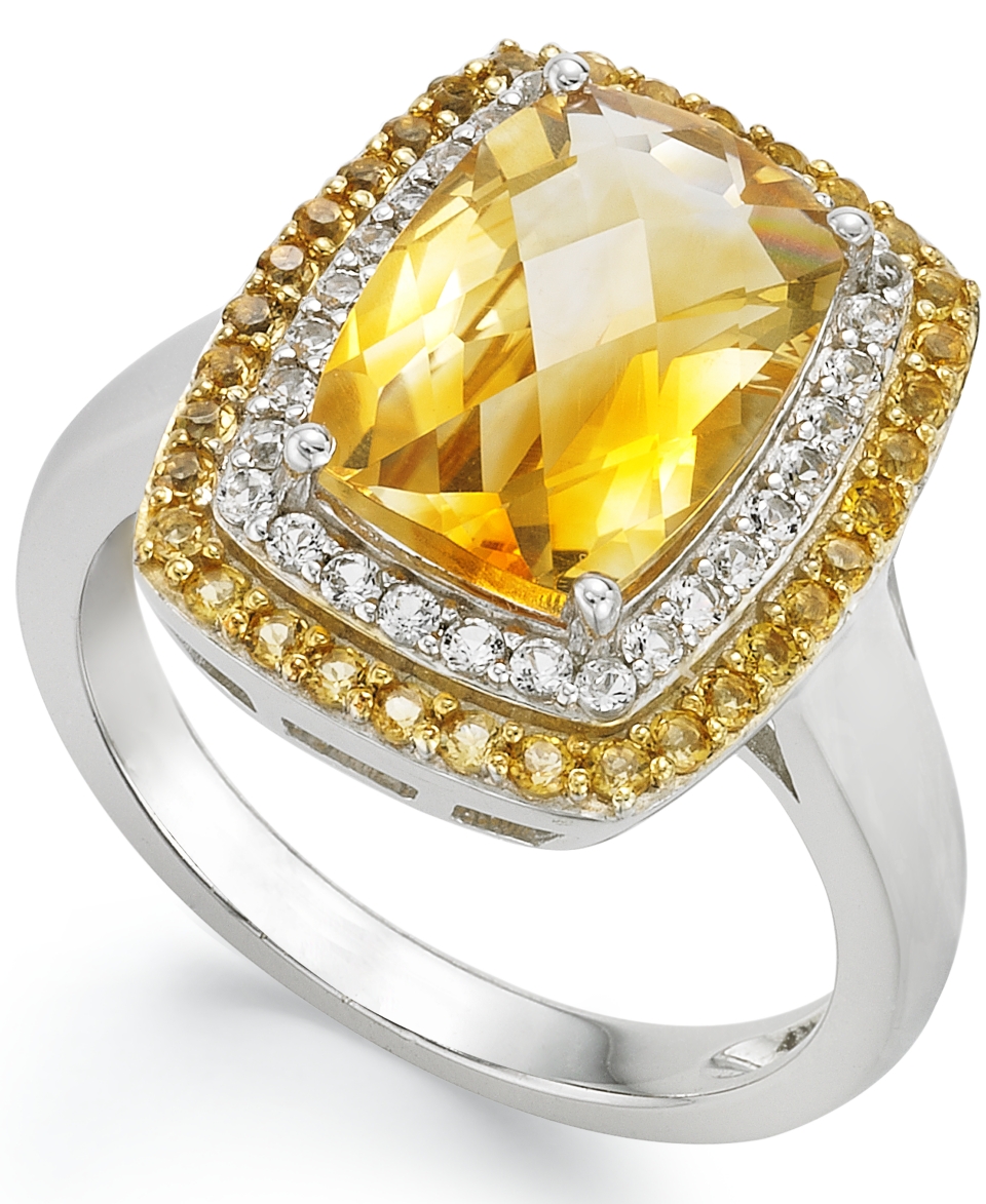 Sterling Silver Ring, Citrine (3 1/3 ct.t .w.) and White Topaz (1/5 ct