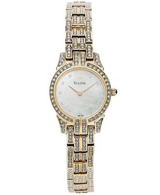 Bulova Women's Crystal Rose Gold-Tone Bracelet Watch 23mm 98L155 ...