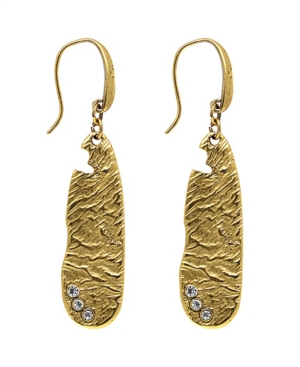 image of T.r.u. by 1928 14 K Gold Dipped Sculptured Drop Earring Embellished with Swarovski Crystals