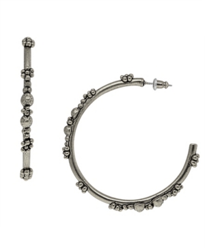 image of T.r.u. by 1928 Pewter Tone Color Floral Hoop Earring