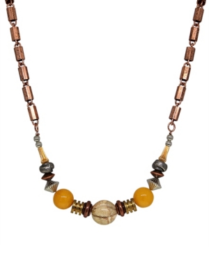 image of T.r.u. by 1928 Copper Genuine River Stone Quartz Beaded Chain Necklace