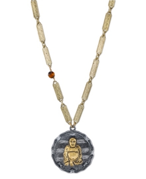 image of T.r.u. by 1928 14 K Gold Dipped Sitting Budda on Vintage-Like Chain Necklace
