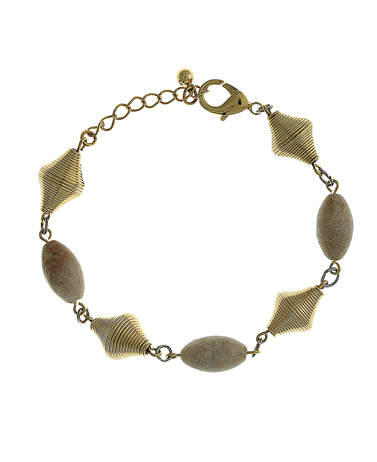 1928 T.r.u. By  Gold Tone Genuine River Stone Beaded Bracelet In Yellow